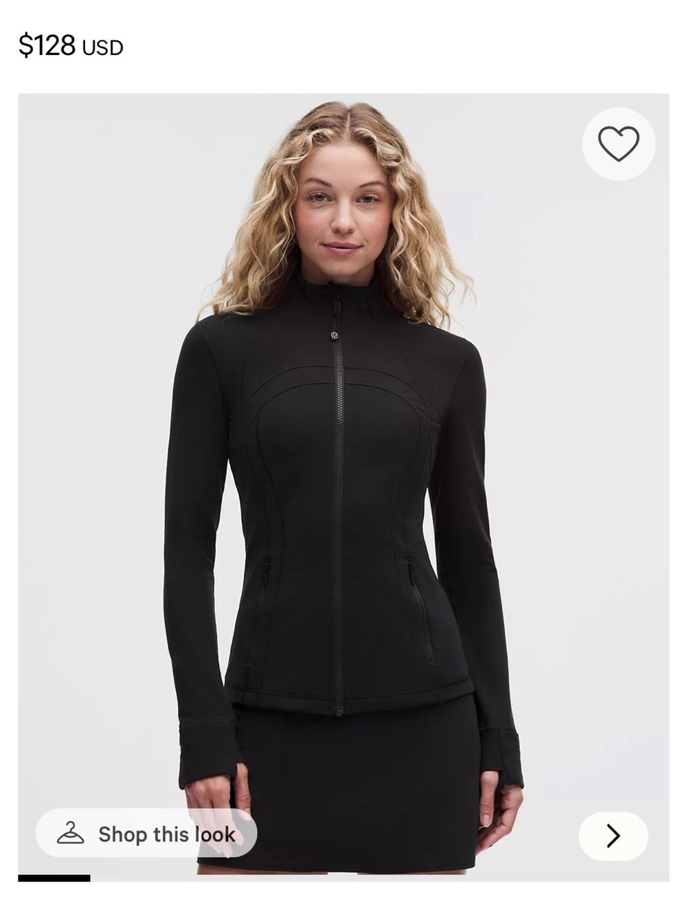 lululemon athletica Black Slim Zip-Front Utility Jacket